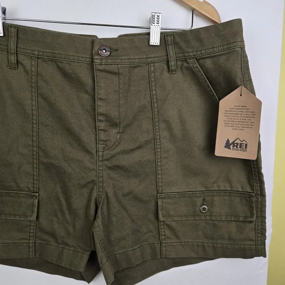 REI Co-op Womens Cargo Shorts Utility Pockets Trailsmith Olive‎ Green Size 14